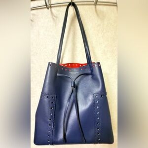 Tory Burch Block-T Brogue Drawstring Tote Shoulder Bag